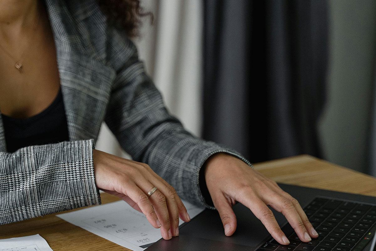 Woman working on a laptop
