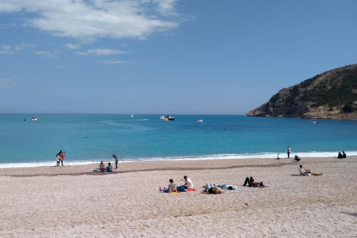 Albir beach, blue clear water on a sunny day